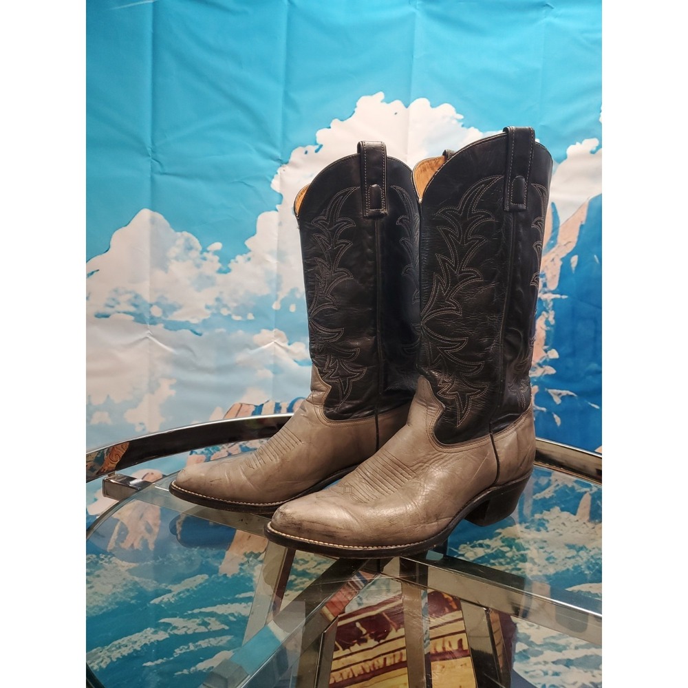 Texas Gray Black 8920 9.5 EE Mens Western Cowboy Boot Standard Pointed Toe
